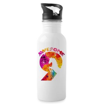 AWESOME 9. GEBURTSTAG EINHORN 9 JAHRE - Trinkflasche mit integriertem Trinkhalm - Weiß - Rechts
