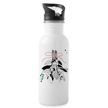 Zweige mit Schneebeeren - Trinkflasche mit integriertem Trinkhalm - Weiß - Rechts