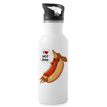 Hot Dog and Humor - Water bottle with straw - white - Right