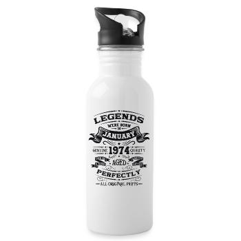 50th Birthday Legendary since January Born in 1974 - Water bottle with straw - white - Right