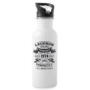 50th Birthday Original February Vintage 1974 - Water bottle with straw - white - Right