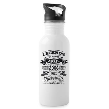 18. Geburtstag Mann Legende April Jahrgang 2006 - Trinkflasche mit integriertem Trinkhalm - Weiß - Rechts