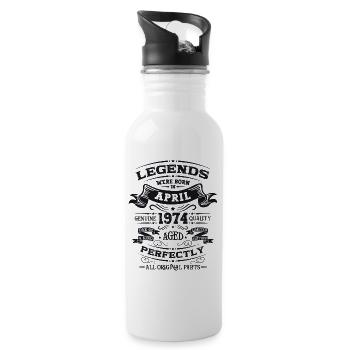 50th Birthday Man Legend April Vintage 1974 - Water bottle with straw - white - Right