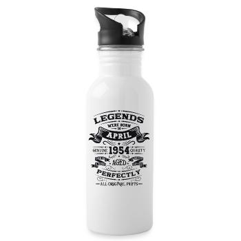 70. Geburtstag Mann Legende April Jahrgang 1954 - Trinkflasche mit integriertem Trinkhalm - Weiß - Rechts