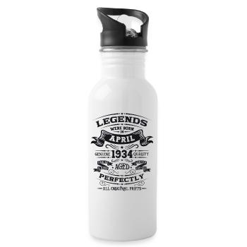 90e anniversaire homme légende avril Vintage 1934 - Gourde avec paille intégrée - blanc - Droite