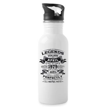 45th Birthday Husband Legend April Vintage 1979 - Water bottle with straw - white - Right