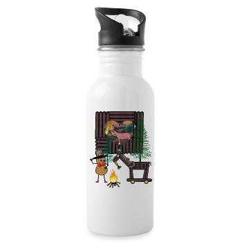 Wilder Westen Erdnuss Western Pferd Pferde - Trinkflasche mit integriertem Trinkhalm - Weiß - Rechts