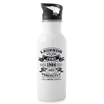 40th Birthday Legendary June 1984 Vintage 1984 - Water bottle with straw - white - Right