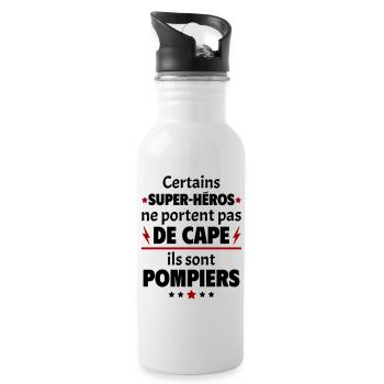 Certains super-héros sont pompiers, cadeau noël - Gourde avec paille intégrée - blanc - Droite