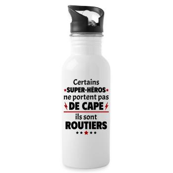 Certains super-héros sont routiers,cadeau noël - Gourde avec paille intégrée - blanc - Droite
