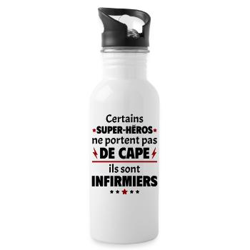 Certains super-héros sont infirmiers, cadeau noël - Gourde avec paille intégrée - blanc - Droite