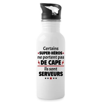 Certains super-héros sont serveurs, cadeau noël - Gourde avec paille intégrée - blanc - Droite