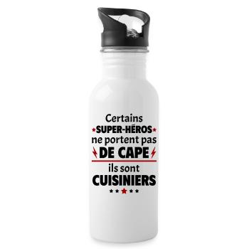 Certains super-héros sont cuisiniers, cadeau noël - Gourde avec paille intégrée - blanc - Droite