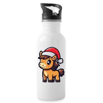 Cheval Noël - Gourde avec paille intégrée - blanc - Droite