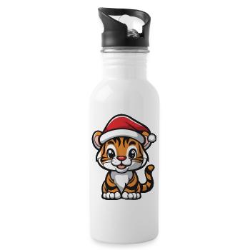 Noël du tigre - Gourde avec paille intégrée - blanc - Droite