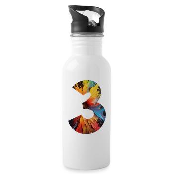 NUMBER 3 YEARS 3RD BIRTHDAY - Water bottle with straw - white - Right