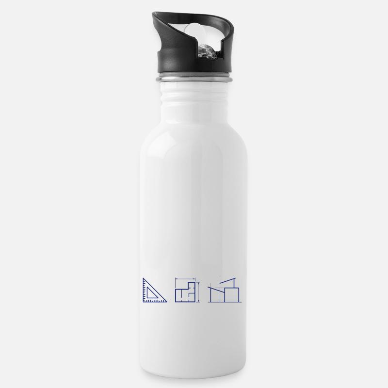 architecture small icons - Trinkflasche mit integriertem Trinkhalm - Weiß