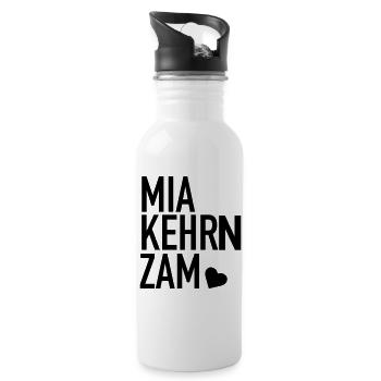 MIA KEHRN ZAM Spruch Bayern Hochzeit Polterabend - Trinkflasche mit integriertem Trinkhalm - Weiß - Rechts