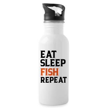 Eat Sleep Fish Repeat - Water bottle with straw - white - Right