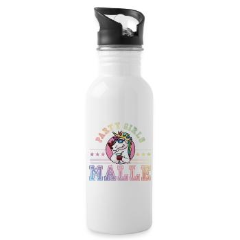 malle party crew unicorn girls - Water bottle with straw - white - Right
