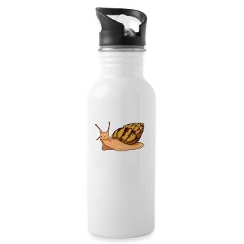 Comic Achatschnecken - Schnecken - Trinkflasche mit integriertem Trinkhalm - Weiß - Rechts