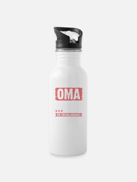 oma und opa team - Trinkflasche mit integriertem Trinkhalm - Weiß