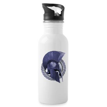spartan helmet sparta warrior - Water bottle with straw - white - Right