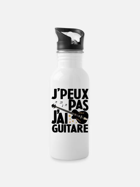Je Peux Pas J'ai Guitare Drôle Guitare - Gourde avec paille intégrée - blanc