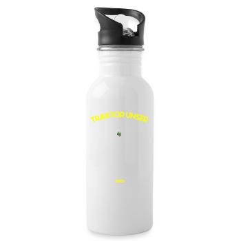 Traktor Unser Bauer Landwirt Spruch - Trinkflasche mit integriertem Trinkhalm - Weiß - Rechts