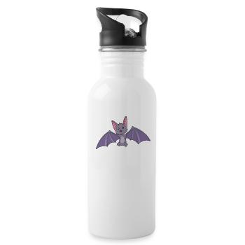 Kawaii Fledermaus - Trinkflasche mit integriertem Trinkhalm - Weiß - Rechts