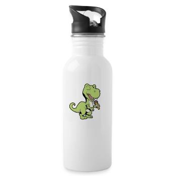 Singender Dino mit Mikrofon - TREX - Trinkflasche mit integriertem Trinkhalm - Weiß - Rechts