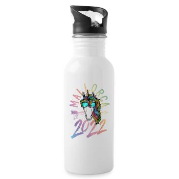 mallorca 2022 einhorn bunt - Trinkflasche mit integriertem Trinkhalm - Weiß - Rechts