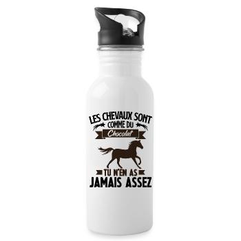 Les chevaux sont comme du chocolat - Gourde avec paille intégrée - blanc - Droite