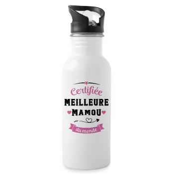 Certifié meilleure mamou du monde cadeau - Gourde avec paille intégrée - blanc - Droite
