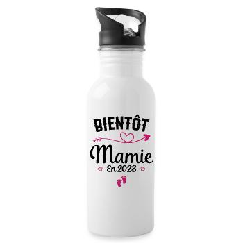 Bientôt future Mamie 2023 - Gourde avec paille intégrée - blanc - Droite