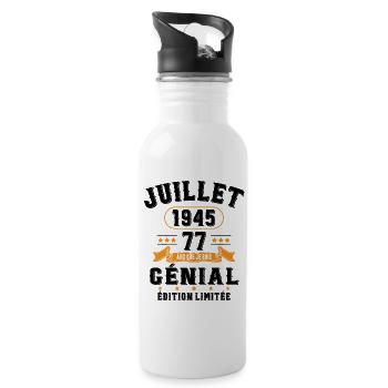 77 Ans Anniversaire Vintage Né(e) en Juillet 1945 - Gourde avec paille intégrée - blanc - Droite