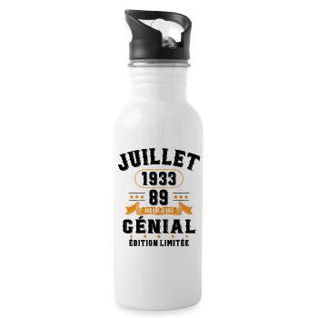 89 Ans Anniversaire Vintage Né(e) en Juillet 1933 - Gourde avec paille intégrée - blanc - Droite