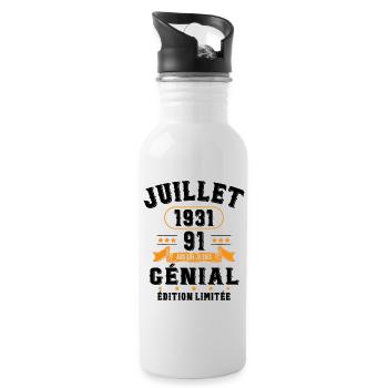 91 Ans Anniversaire Vintage Né(e) en Juillet 1931 - Gourde avec paille intégrée - blanc - Droite