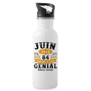 84 Ans Anniversaire Vintage Né(e) en Juin 1938 - Gourde avec paille intégrée - blanc - Droite