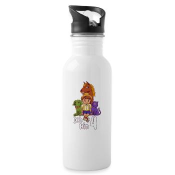 Geburtstagsshirt Bauernhof - 4 Geburtstag Junge - Trinkflasche mit integriertem Trinkhalm - Weiß - Rechts