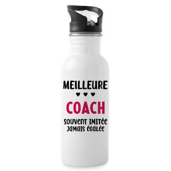Femme Meilleure Coach Humour entraineuse Cadeau - Gourde avec paille intégrée - blanc - Droite