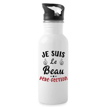 Je suis Le Beau Père Fection Humour Beau Père - Gourde avec paille intégrée - blanc - Droite