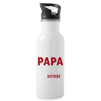 je suis un Papa et un Beau-Papa qui déchire - Gourde avec paille intégrée - blanc - Droite