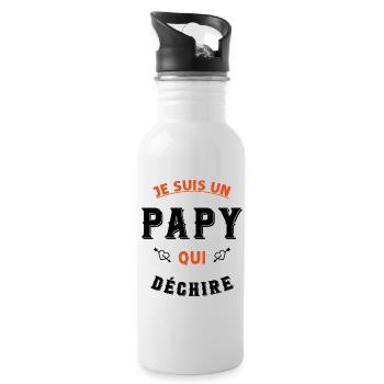 Je suis un papy qui déchire - Gourde avec paille intégrée - blanc - Droite