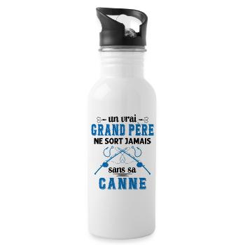 Un vrai Grand Père Pêcheur - Gourde avec paille intégrée - blanc - Droite