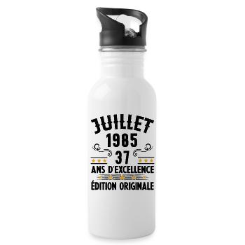 37 Ans Anniversaire Vintage Né(e) en Juillet 1985 - Gourde avec paille intégrée - blanc - Droite