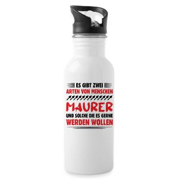 Maurer Lustige Sprüche - Trinkflasche mit integriertem Trinkhalm - Weiß - Rechts