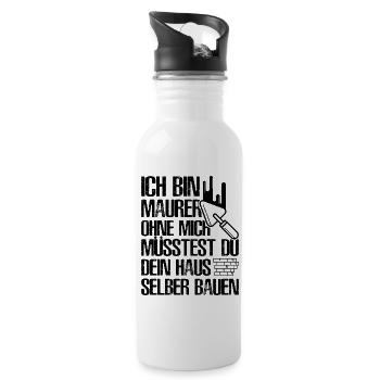 Maurer Lustige Sprüche - Trinkflasche mit integriertem Trinkhalm - Weiß - Rechts