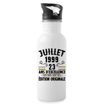 23 Ans Anniversaire Vintage Né(e) en Juillet 1999 - Gourde avec paille intégrée - blanc - Droite