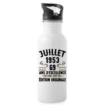 69 Ans Anniversaire Vintage Né(e) en Juillet 1953 - Gourde avec paille intégrée - blanc - Droite